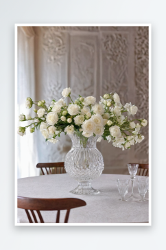 白花作为餐桌装饰图片