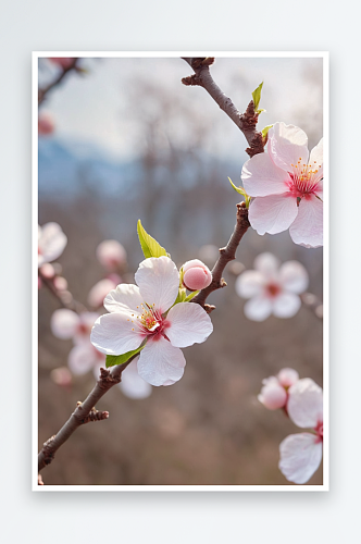 春景粉色桃花清新自然照片