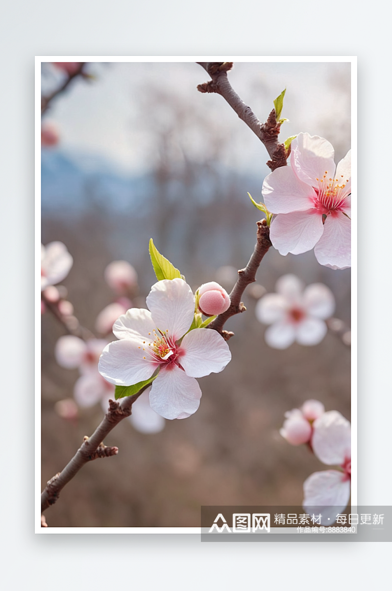 春景粉色桃花清新自然照片素材