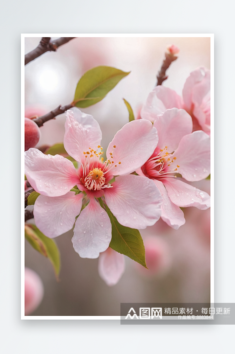 春景粉色桃花清新自然照片素材