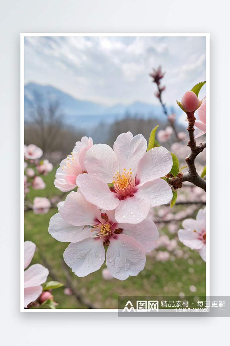 春景粉色桃花清新自然照片素材