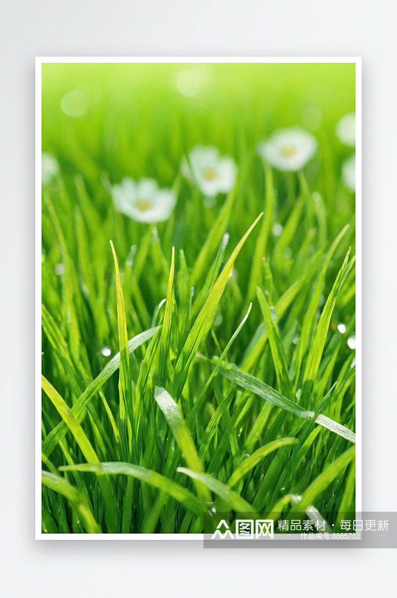 春天绿色植物小草发芽清新图片素材
