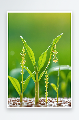 春天绿色植物小草发芽清新图片