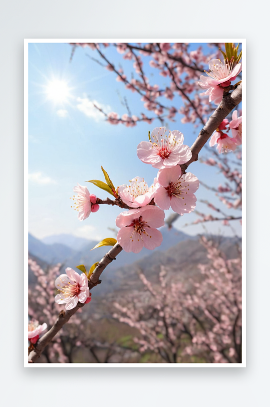 春天植物发芽粉色花朵近景自然美纯净图片