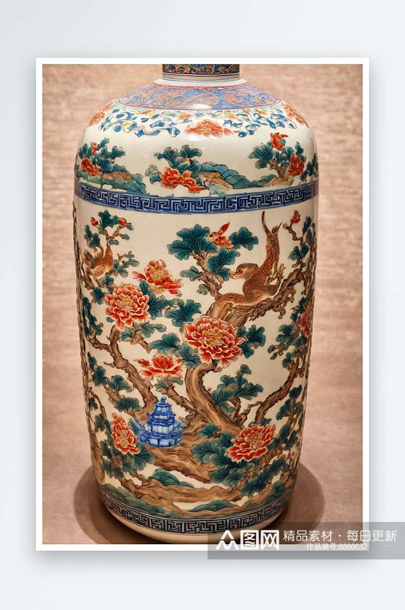 故宫陶瓷瓷瓶陶瓷瓶子照片特写照片素材