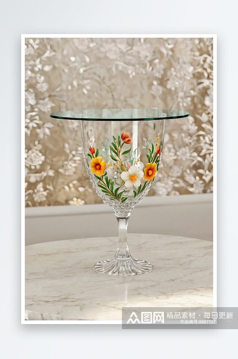 桌子上的花瓶近景照片素材