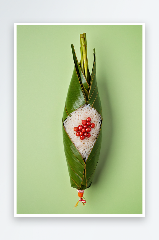 传统新鲜绿色粽子包粽子粽叶美味食材插图片