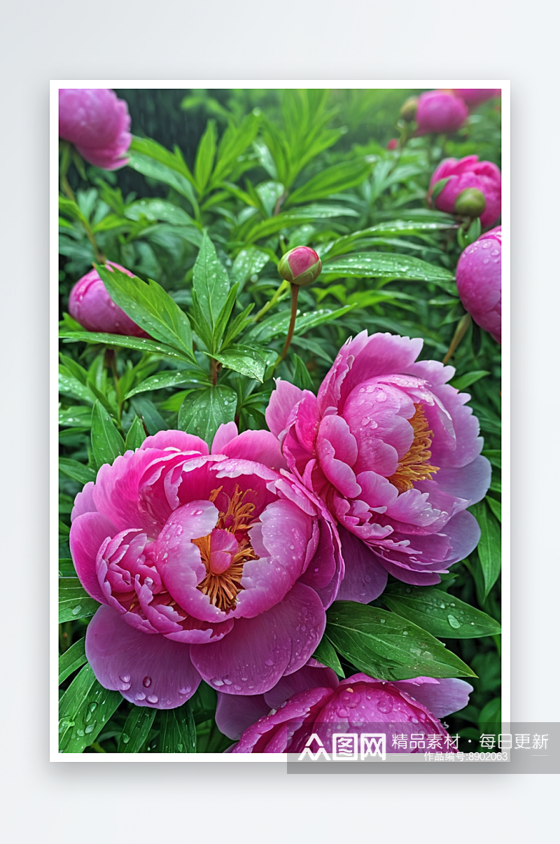 粉色牡丹花朵近景花瓣自然美纯净图片素材