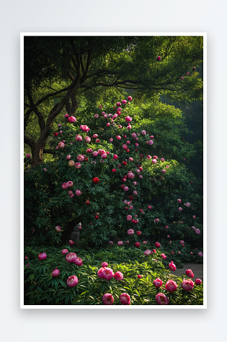 粉色牡丹花朵近景花瓣自然美纯净图片