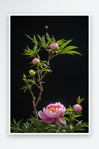 粉色牡丹花朵近景花瓣自然美纯净图片