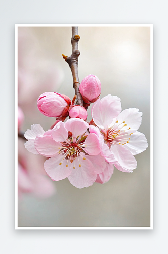 春天发芽粉色花朵近景自然美纯净图片