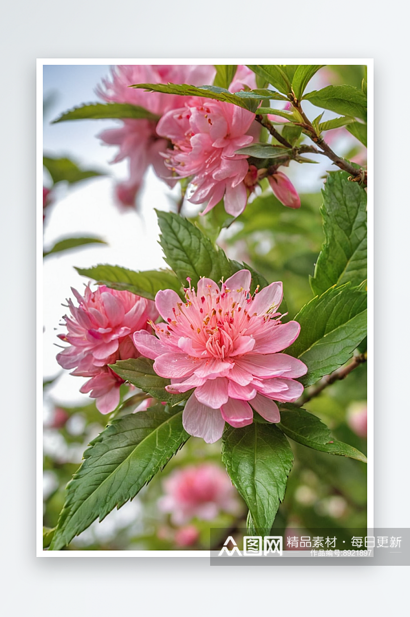 春天牡丹粉色花朵近景自然美纯净图片素材