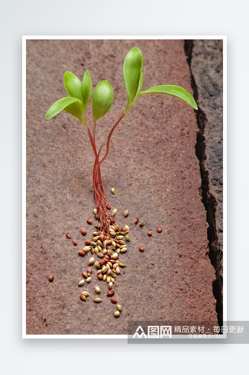 正发芽小植物正发芽红毛丹种子特写照片图片素材