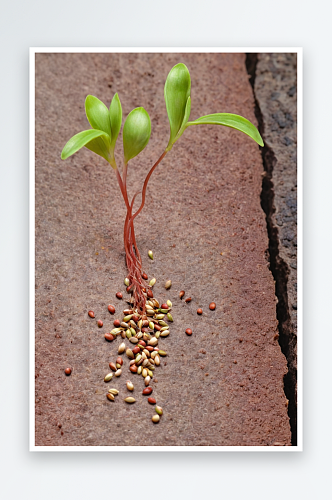 正发芽小植物正发芽红毛丹种子特写照片图片