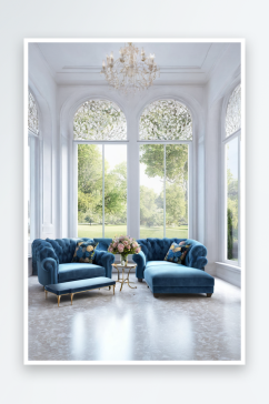 优雅休息室软垫家具设计师扶手椅窗前图片