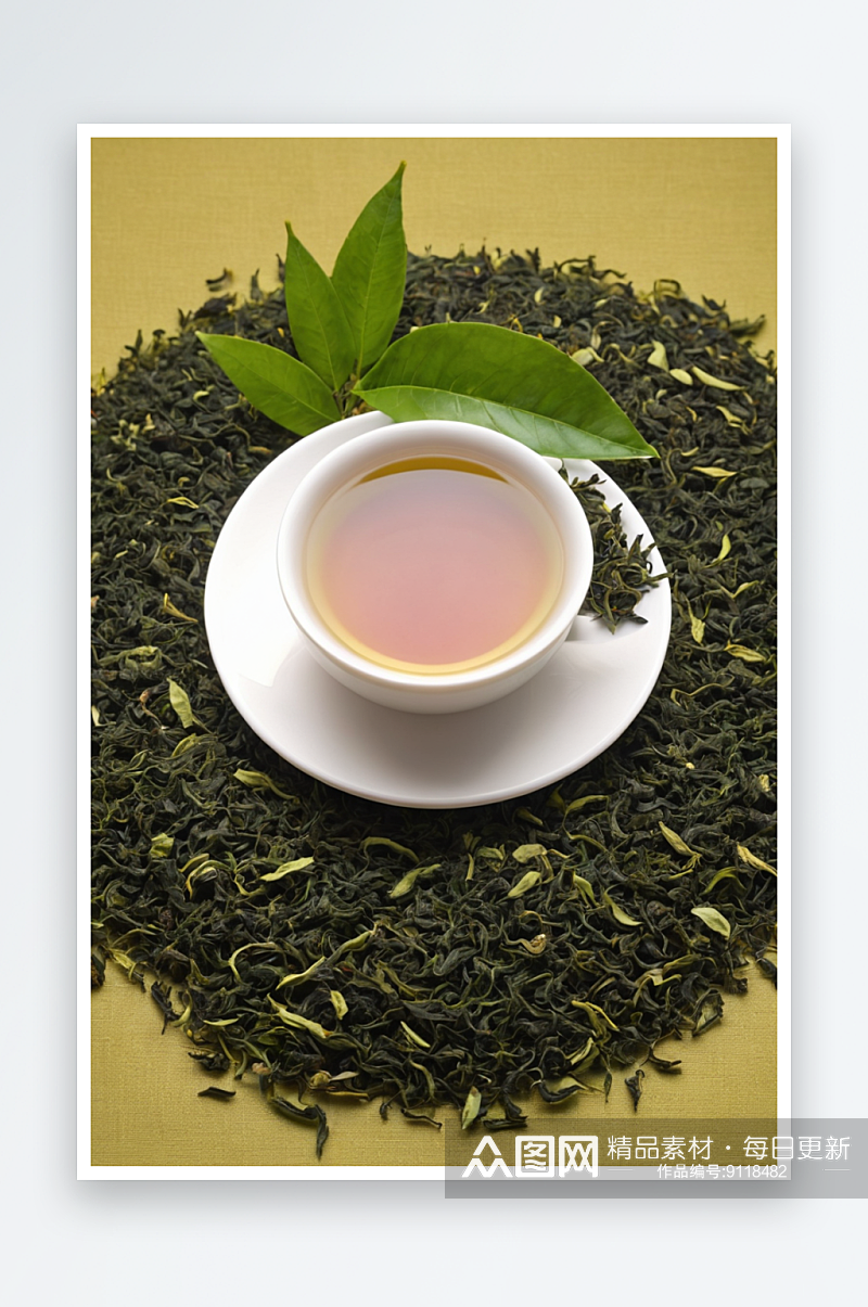 一杯新鲜绿茶照片素材