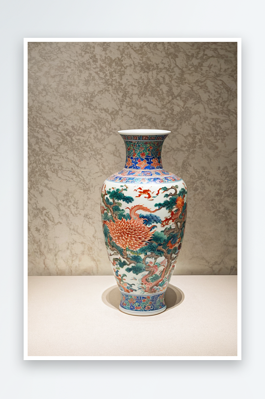 五彩龙凤纹瓷瓶清代武威博物馆藏图片