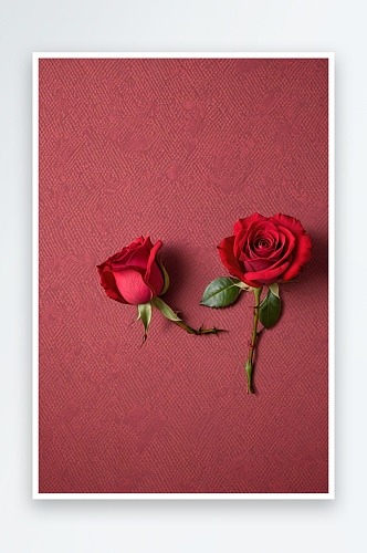 四个玫瑰花蕾红色背景图片