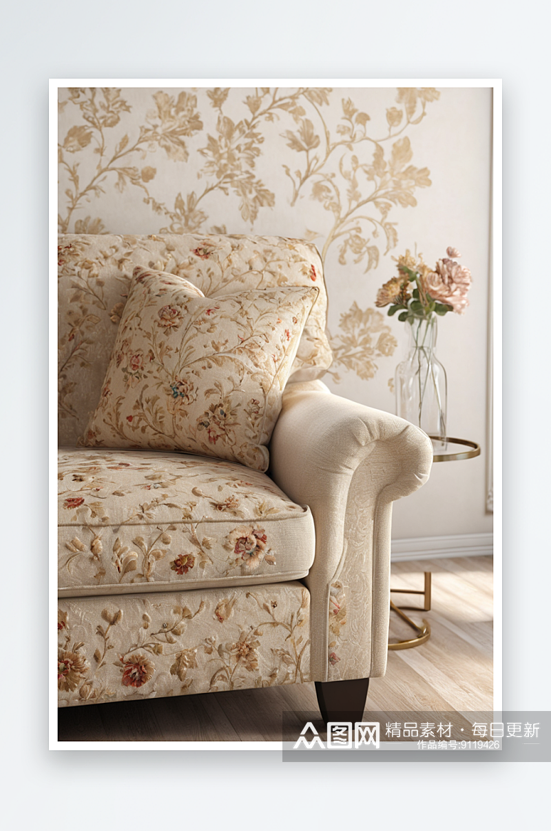 米色沙发与枕头家庭内部客厅细节图片素材