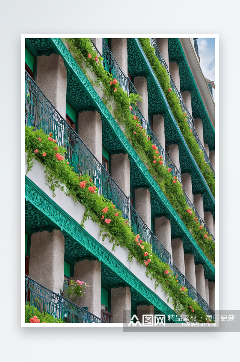 绿植建筑外立面阳台图片素材