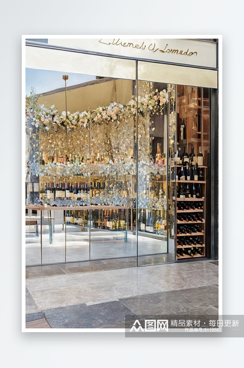 伦巴第布雷西亚镜像外立面葡萄酒商店橱窗展素材