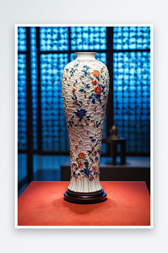 工艺美术馆德化白瓷漏雕花瓶图片