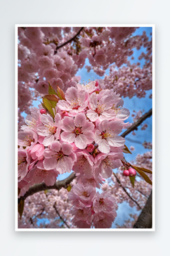 俄亥俄州哥伦布粉红色樱花特写图片