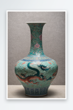博物馆文物清代粉彩牡丹龙纹瓷瓶图片