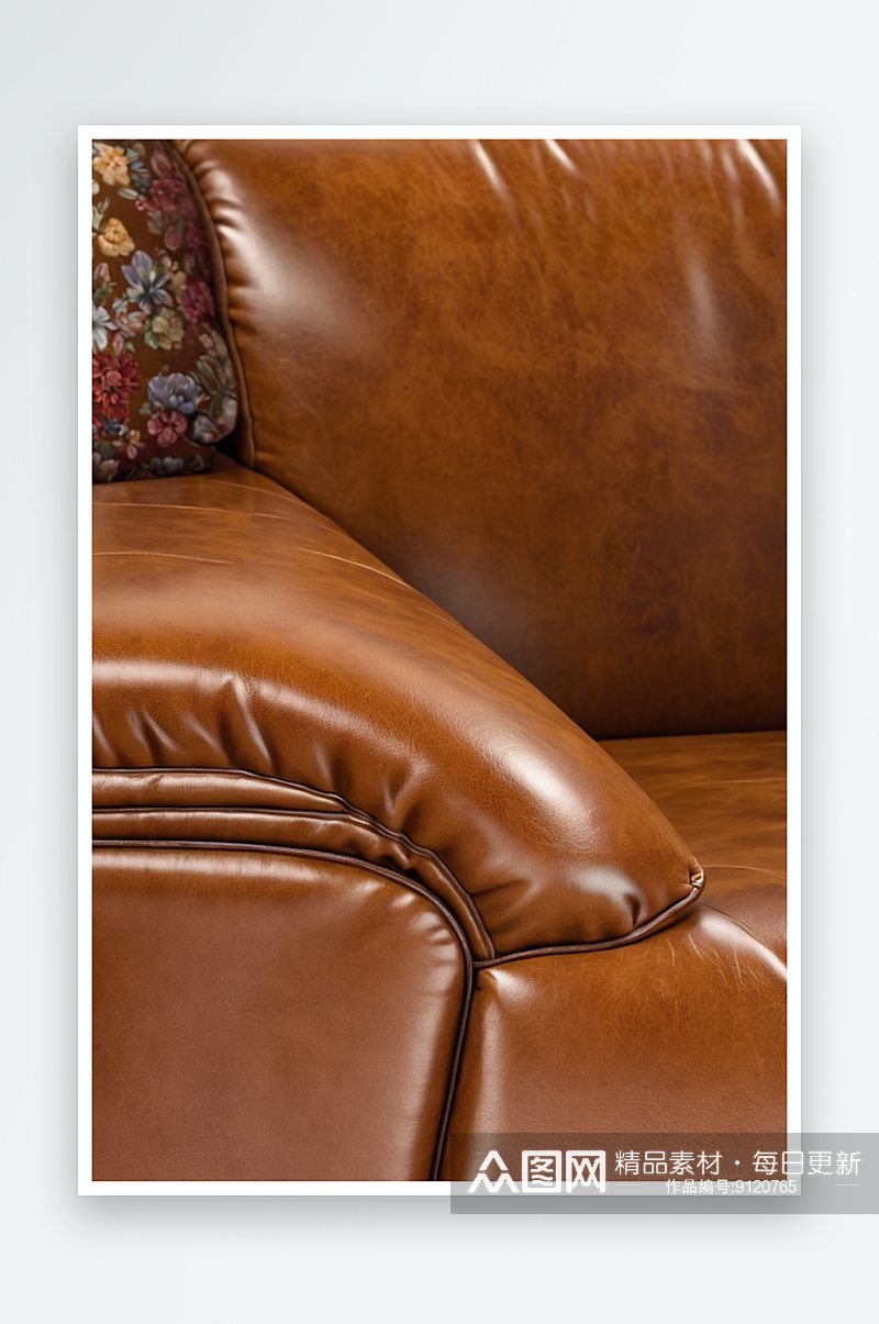 棕色皮革沙发图片素材