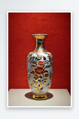 中央礼品文物管理中心描金贴塑花卉纹瓷瓶图