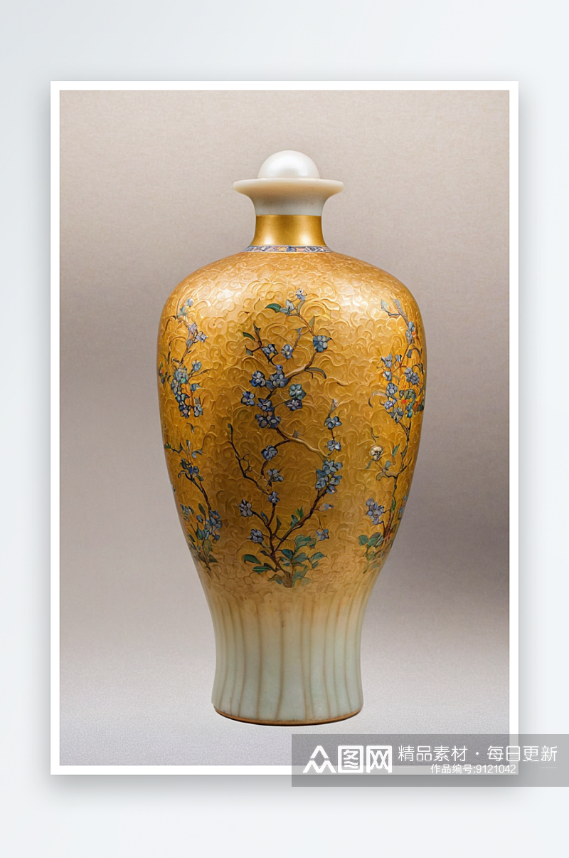 珍珠地梅瓶宋代古瓷标本博物馆图片素材