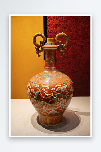 唐青釉双龙系瓷瓶咸阳博物院图片