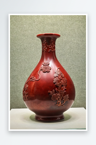 太原博物馆红釉玉壶春瓶清乾隆图片