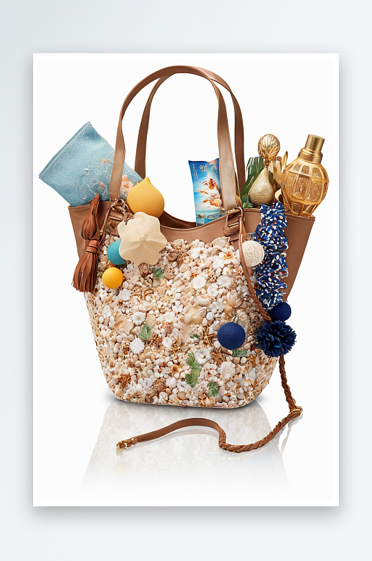 沙滩包包含节日装饰品照片