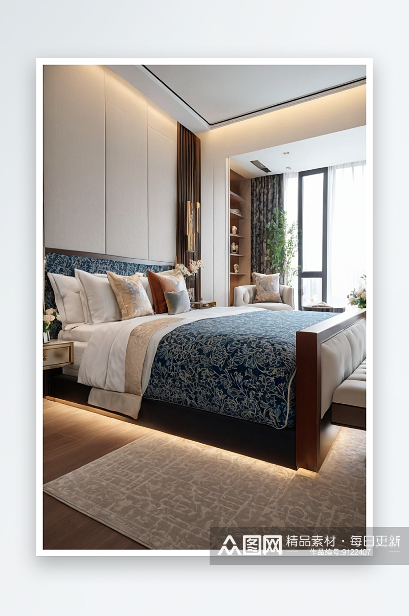三室两厅两卫现代奢华风格装饰卧室图片素材