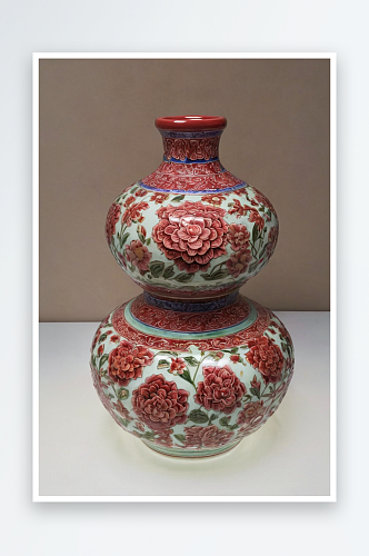 清乾隆釉里红团螭纹葫芦瓶图片