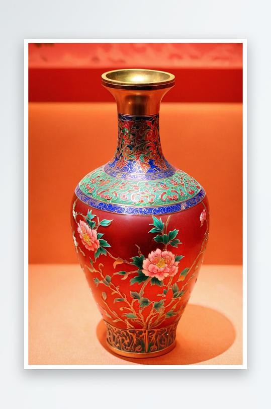 清代掐丝珐琅菊花牡丹纹瓶图片