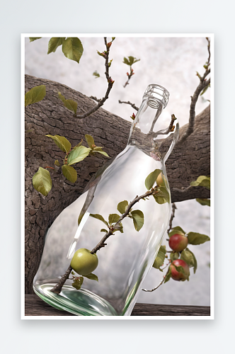 瓶子苹果树花里图片