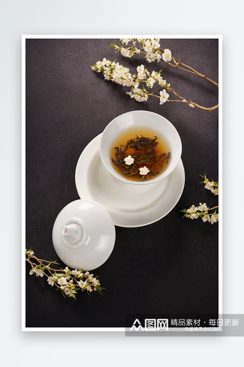 泡茶品茗茶叶中式功夫茶盖碗照片素材