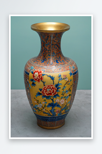 民国时期景泰蓝开光花卉纹瓶图片