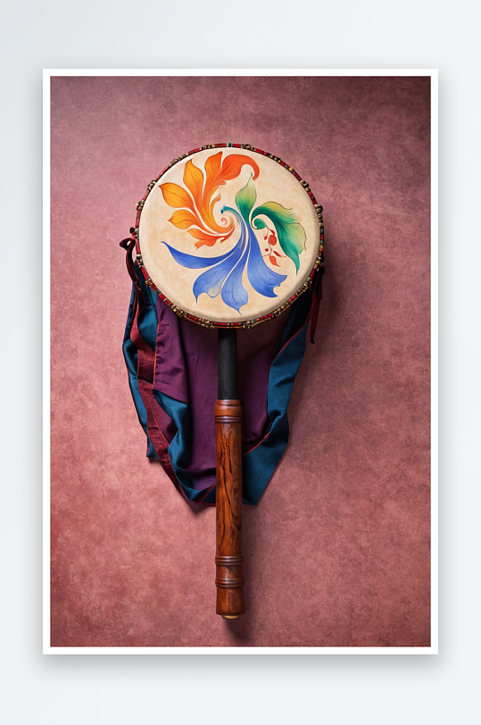 工艺美术馆手柄鼓膜鸣击奏乐器藏族木制鼓框