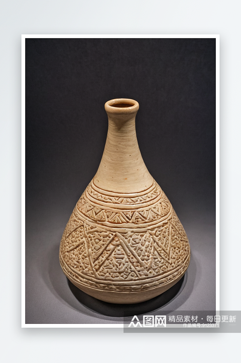 大象陶瓷博物馆新石器时代仰韶文化白陶锥刺素材