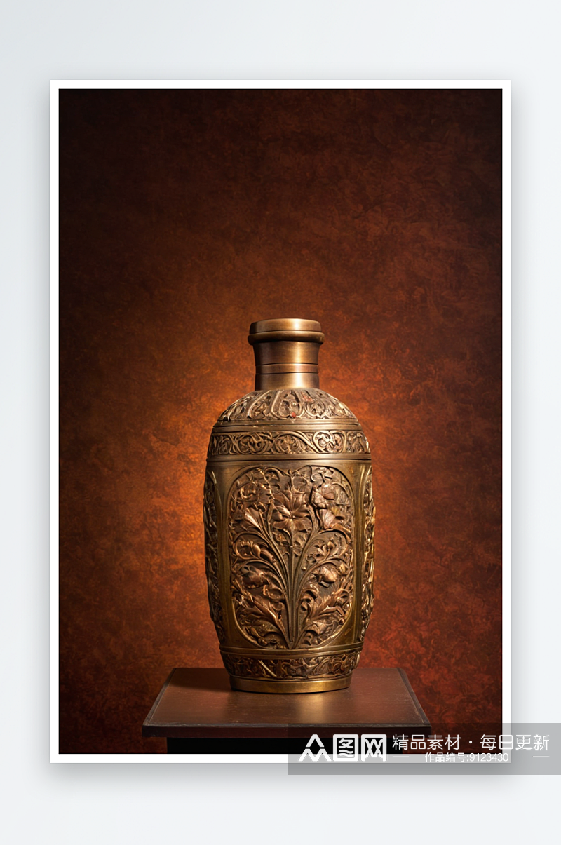 博物馆文物古代青铜酒器樽照片素材