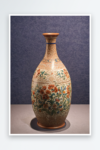 博物馆历史文化展弦纹细颈陶瓶元代采集图片