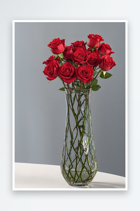 桌上花瓶里红玫瑰特写镜头图片