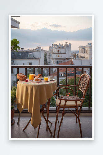 一家酒店阳台上吃早餐图片