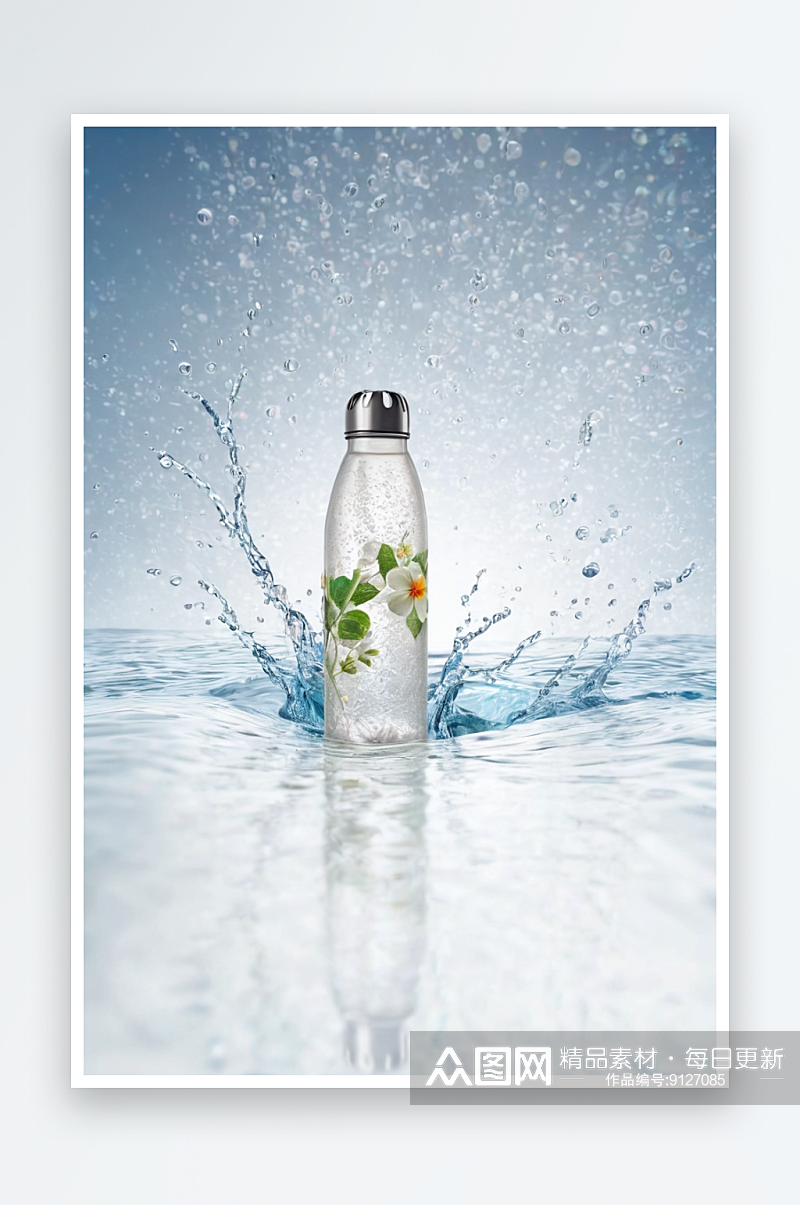 水溢出空瓶子图片素材