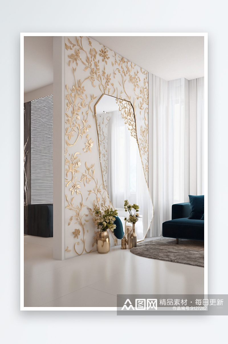 室内空间装饰镜现代极简图片素材