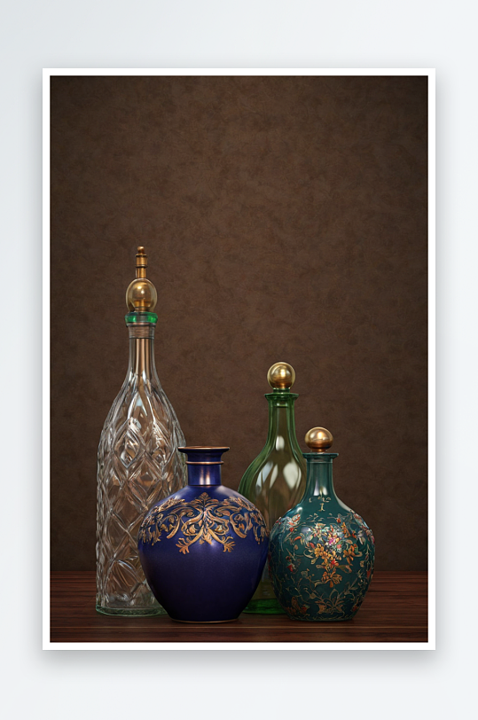 三古董瓶静物照片逼真3D渲染图片