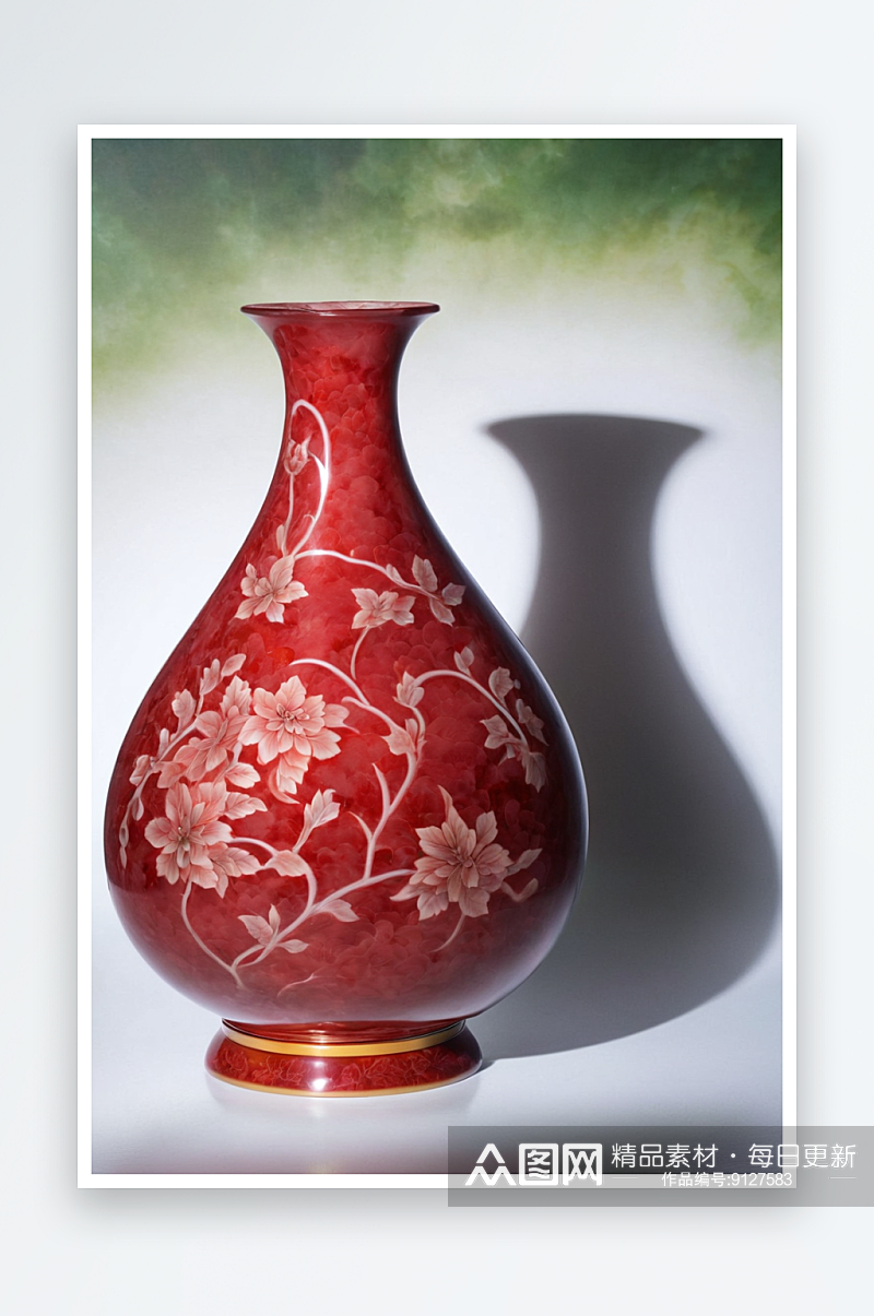 清道光官窑霁红釉玉壶春图片素材